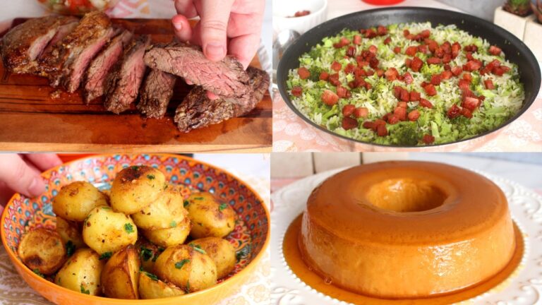 Jantar Romântico Completo: Fraldinha na Airfryer com Arroz de Brócolis, Batata Crocante e Pudim de Doce de Leite