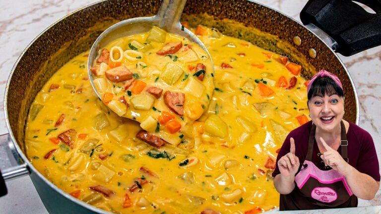 Como Fazer Sopa Cremosa de Calabresa com Legumes e Macarrão em Uma Panela Só