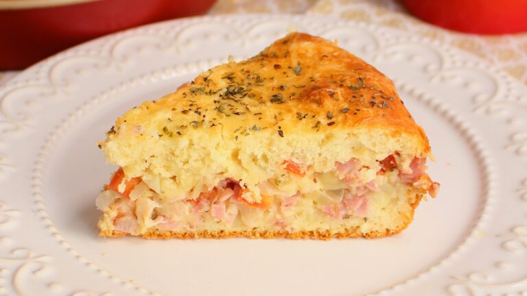 Como Fazer Torta Pizza de Presunto e Muçarela Super Fácil
